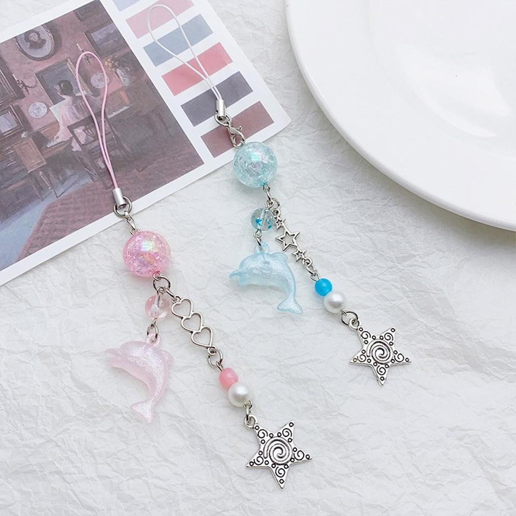 Милый кулон-подвеска с дельфином из бисера, шарм для мобильного телефона, цепочка для телефона, функциональный брелок-украшение, кольцо для ключей для сумки, кошелька, рюкзака