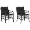 VidaXL Lot de 2 Chaises de Jardin avec Coussins, Sièges de Patio avec Housse Amovible, Meubles d'Extérieur Terrasse, Noir 365153