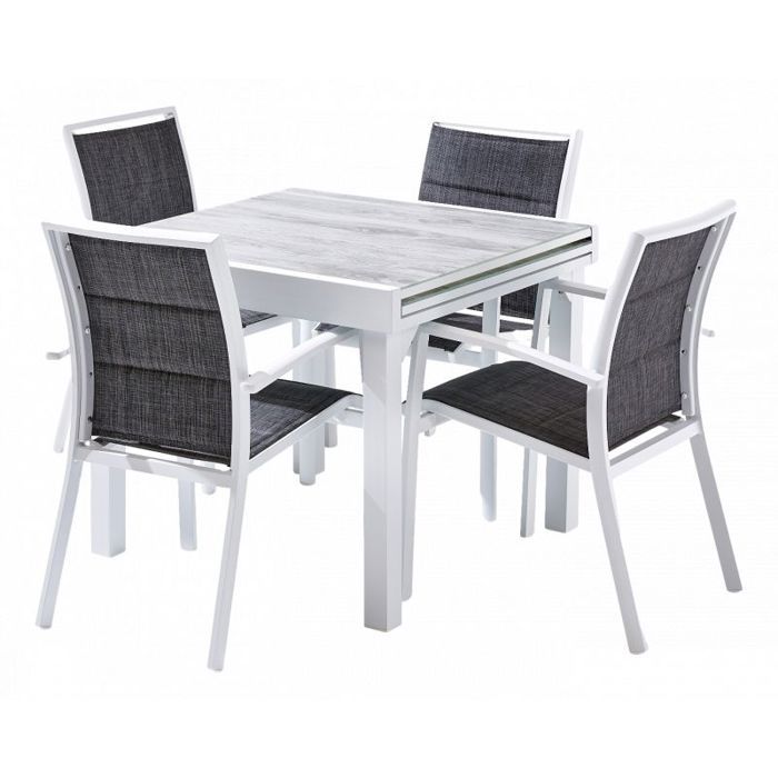 Garden Furniture Set ModuloWood T4/8+F4 Glass Deco Wood White Wilsa Garden