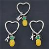26 Letters Initial Pineapple Keychain Heart Keyring Pineapple Pendant Jewelry Fruit Charms Best Friends Keychain Gifts