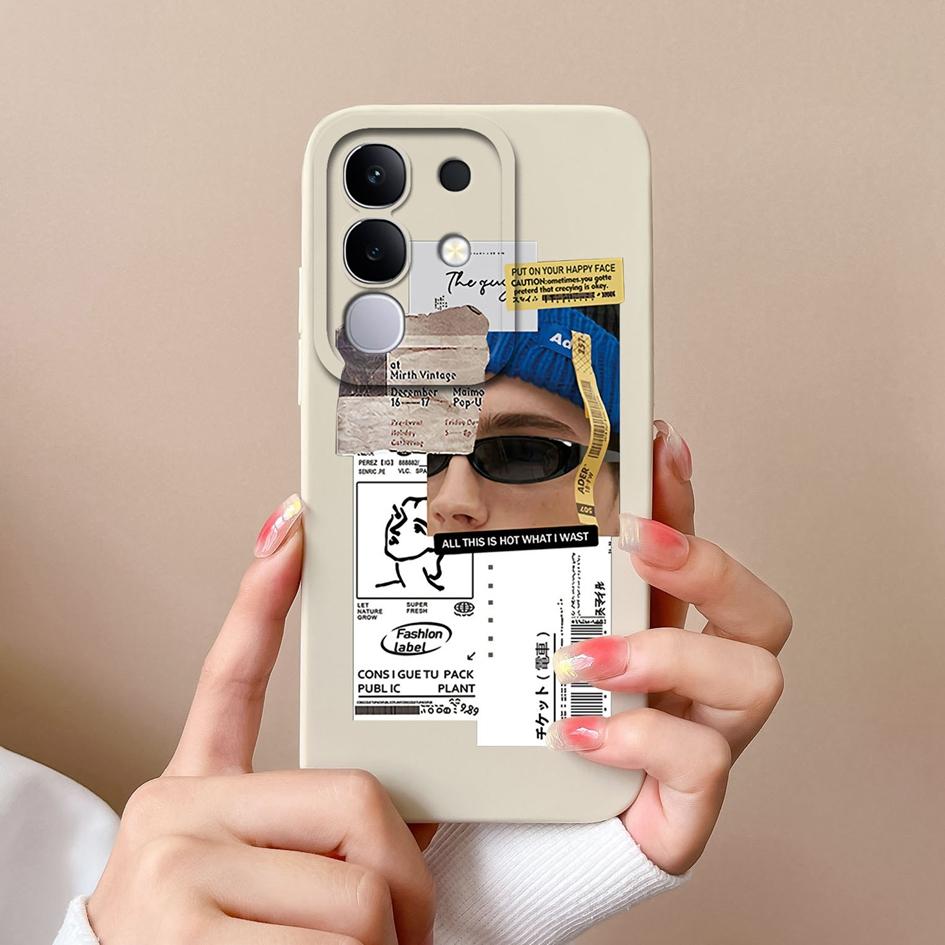 Чехол для Vivo S19 Pro Y04 T4x iQOO Z9s V30 V40e V50 V40 Lite(ИДН) Y29 Y29S Y39 Y19S Чехол из жидкого силикона с милым узором для Vivo Capa