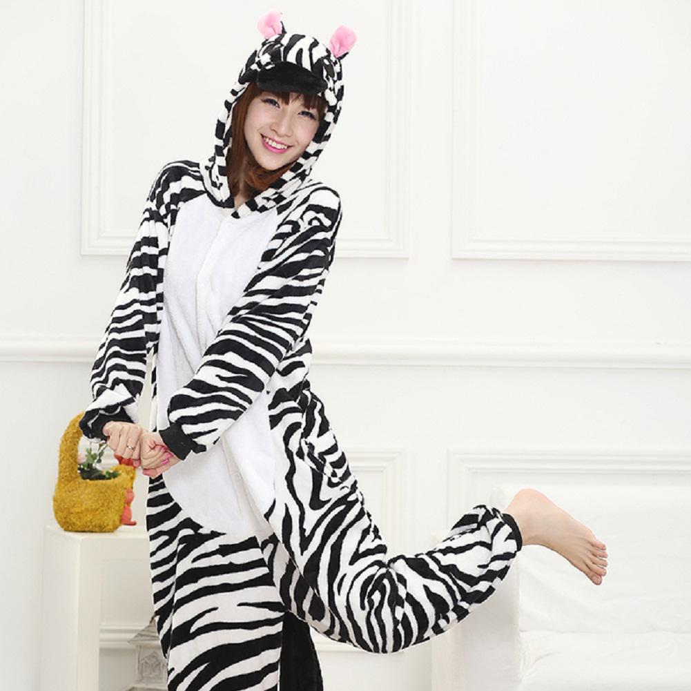 Pajamas Unisex Kigurumi Costume Zebra Animal Cosplay Hoodie Onesie