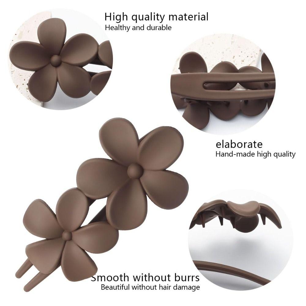 7 PCS Matte Flower Barrettes Lay Down Flat Hair Accessories Flat Hair Claw Clips Beach Party