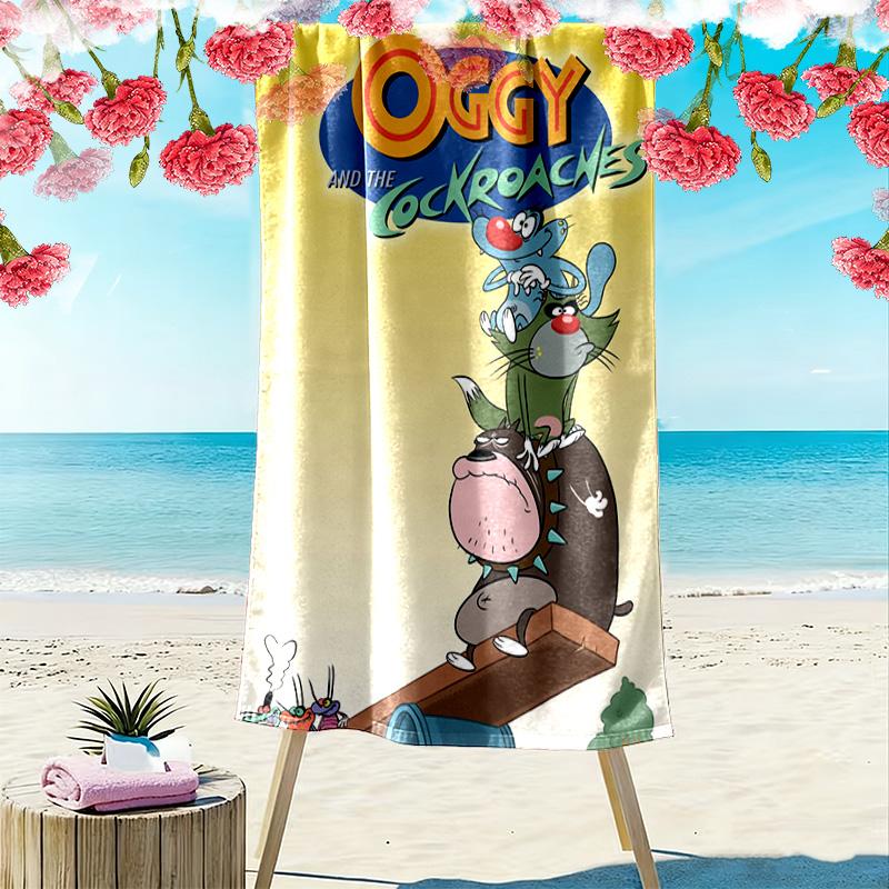 Oggy 2D Flat Print Beach Towel, Large Soft Quick Dry Towel for Beach Camping Swimming.NSTJ0928125