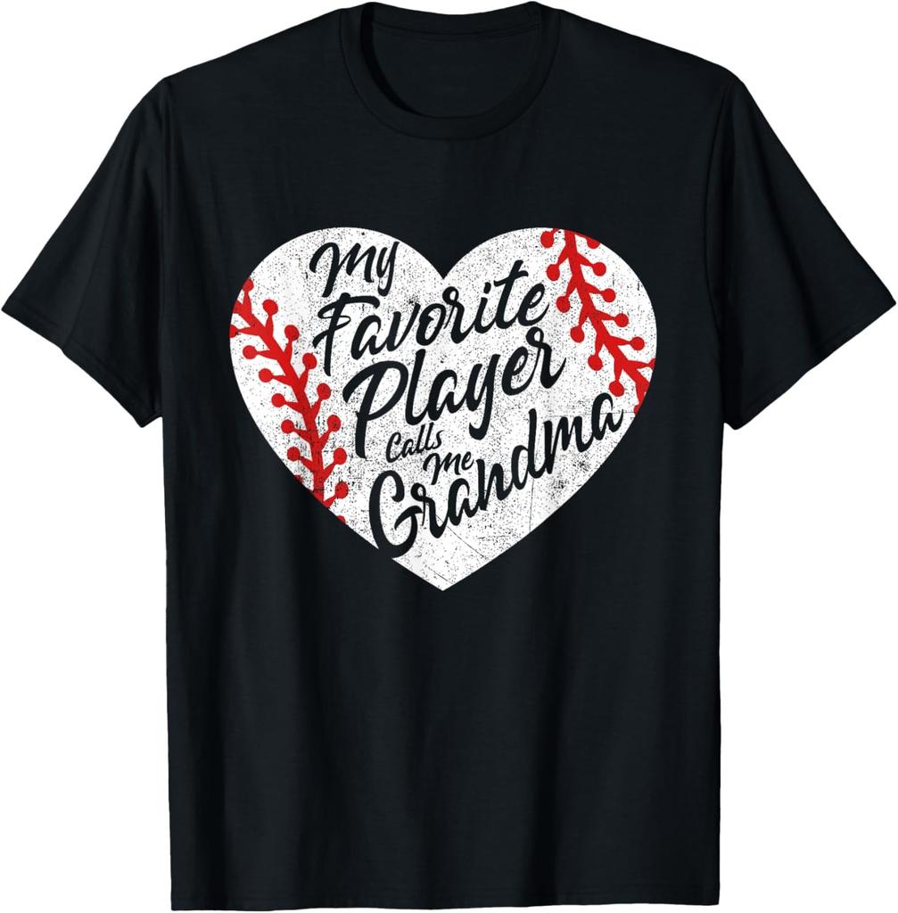 My Favorite Player Calls Me Grandma Baseball Heart Women's T-Shirt