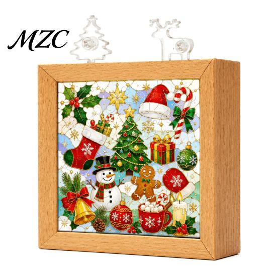 Acrylic Puzzle Night Light DIY LED Light, Christmas Town Jigsaw Lamp, Hand Unique Housewarming Gift Idea Assembled Decorative for Bedroom Desktop Warm