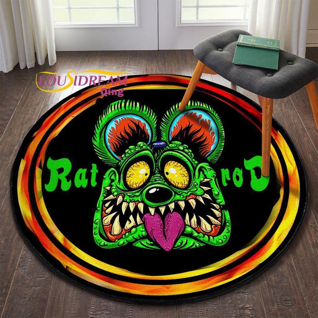 Коврик Rat Fink, ретро круглый ковер, декор для гостиной, ковер Mancave, напольные коврики, ковры для спальни, стул, коврик, подарки