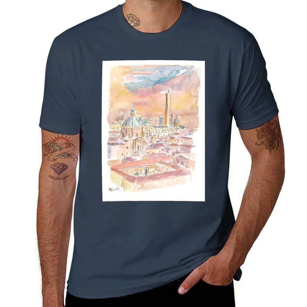 Bologna Italy Cityview With Old Town At Sunset Tshirt T Shirts Cotton 100 Unisex T Shirt Cotton 100 Tshirt