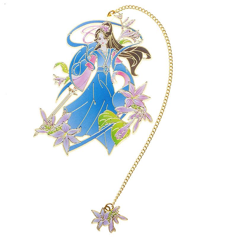 Китайские мифологические сказочные закладки, красивые полые латунные закладки, закладки с цветочной феей, канцелярские принадлежности для девочек
