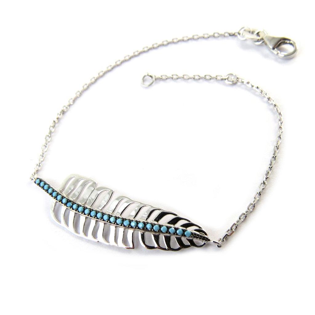 Les Trésors De Lily [N6212] - Silver Bracelet 'Navajos' Silver Turquoise (rhodium Plated)
