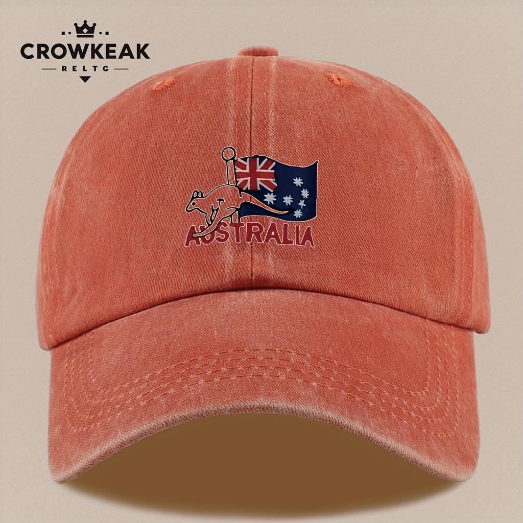 pc Australia Kangaroo Flag Baseball Cap  Vintage Distressed Trucker Hat Adjustable Snapback Closure Lightweight Breathable U