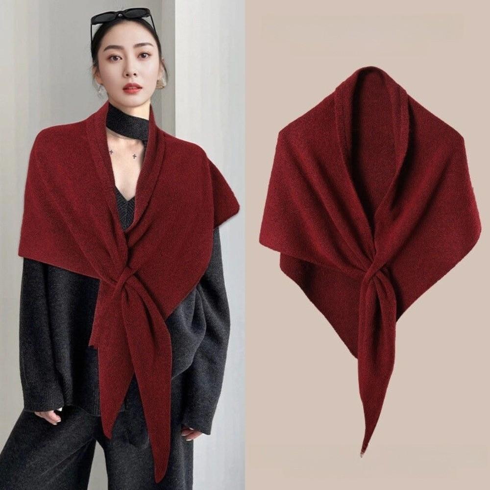 Cashmere Knitted Triangle Scarf Korean Style Winter Shawl Soft Cape Wraps Women/Men