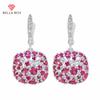 Aesthetic Rose Red Zircon Earrings For Women Chic Ear Accessories Dance Party Girls Earrings Fancy Gift Jewelry