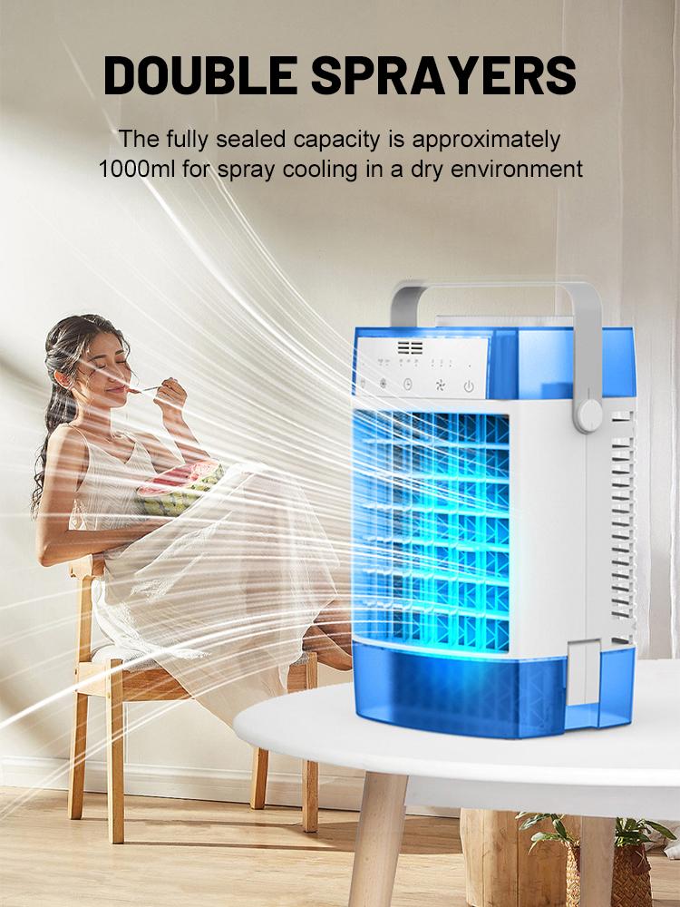 Портативные кондиционеры 4 в 1, охлаждающий вентилятор с резервуаром для воды 1000 мл, USB, пульт дистанционного управления, настольный вентилятор, портативный персональный увлажнитель