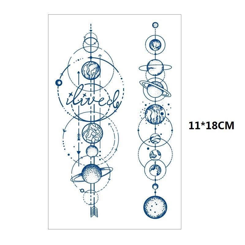 Herbs Gradual Change Jellyfish Planet Feather Snake Big Pattern Geisha Slowly Color Simulation Water Transfer Tattoo Sticker