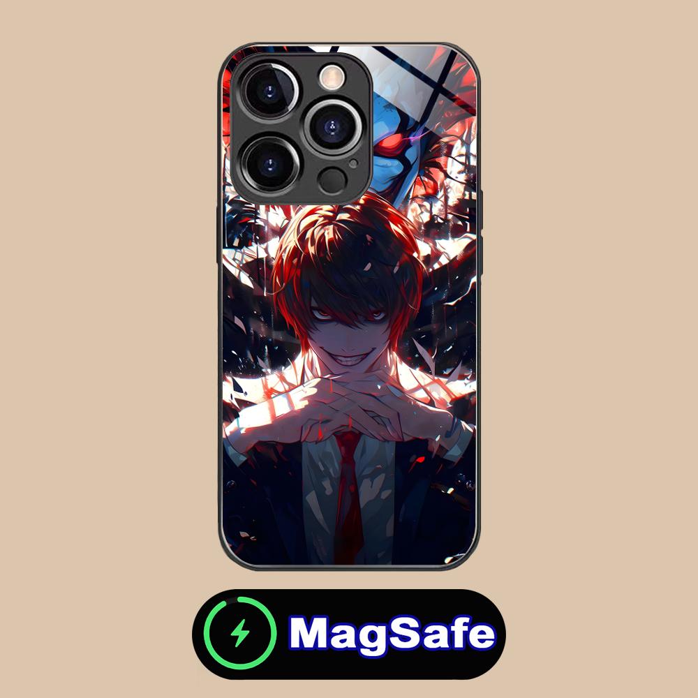 Чехол для мобильного телефона Death Note Кира Лайт для iPhone 17 16 15 14 13 12 11 Air Pro Max Plus Mini MagSafe Стеклянный Цветной Чехол Cover