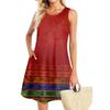 Summer Dresses For Women Beach Boho Sleeveless Vintage Printing Flowy Pocket Tshirt Tank Sundresses