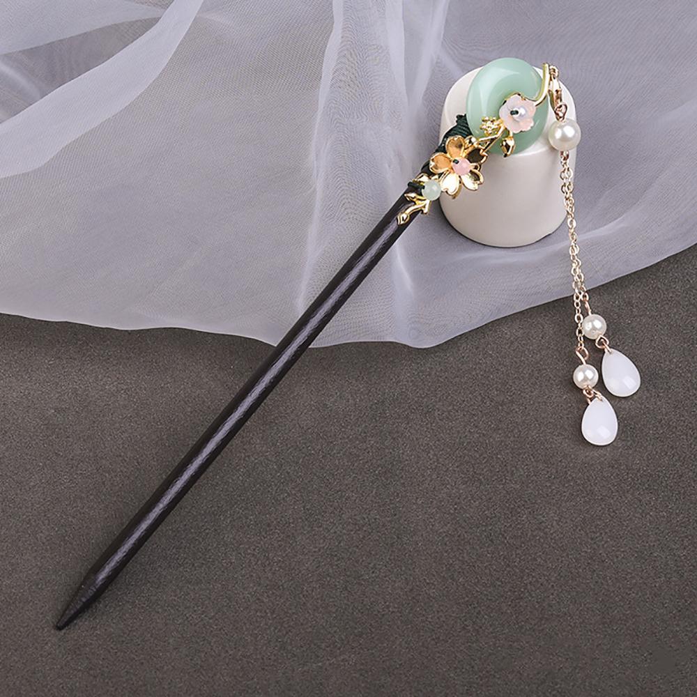 Disk Hair Tassel Women Chinese Style Wooden Hair Fork Flower Hairpins Hair Sticks Hair Accessories