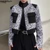 Men Long Sleeve Print Patchwork Casual Short Thin Coat Jackets