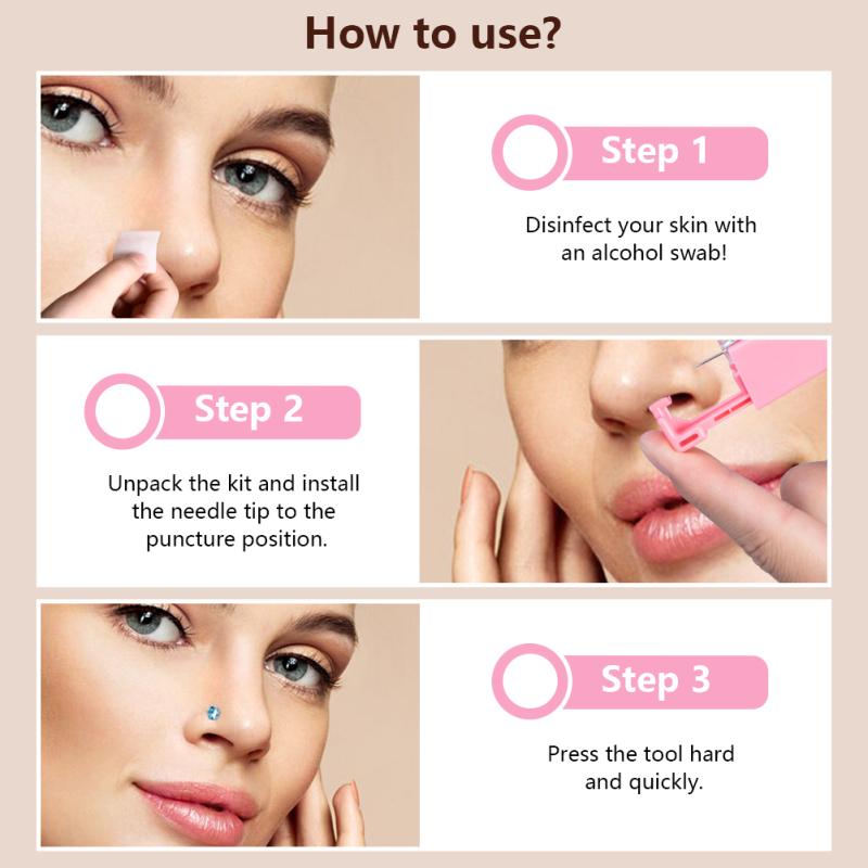 10 шт. набор для пирсинга ушей одноразовый набор инструментов для пирсинга ушей Серьги-гвоздики с короной и цирконием для дома