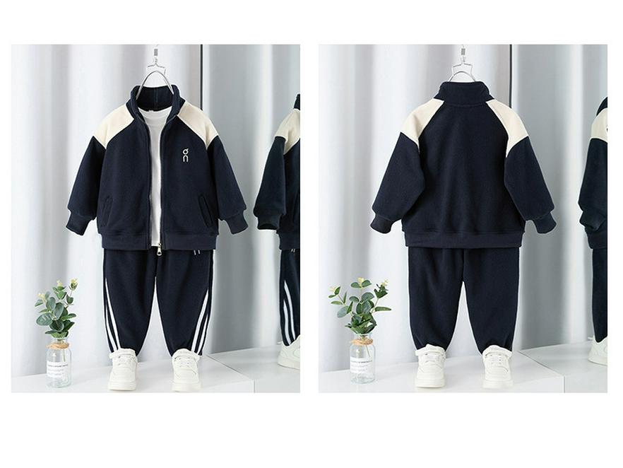 Зимний спортивный комплект из двух предметов для мальчиков с флисовой подкладкой, 2025