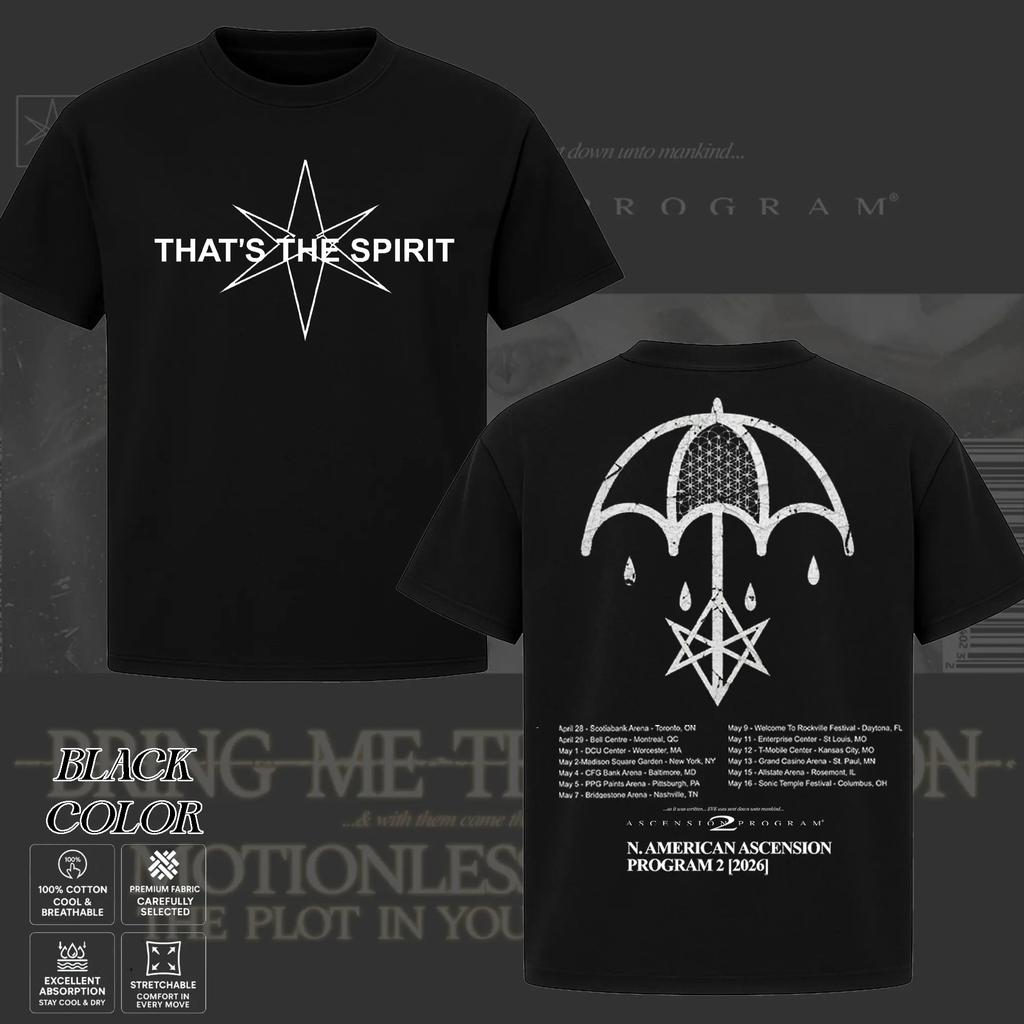 BMTH Bring Me The Horizon Футболка с принтом Third Ascension Tour На спине даты тура Унисекс Оверсайз Для фанатов Metalcore Короткий рукав