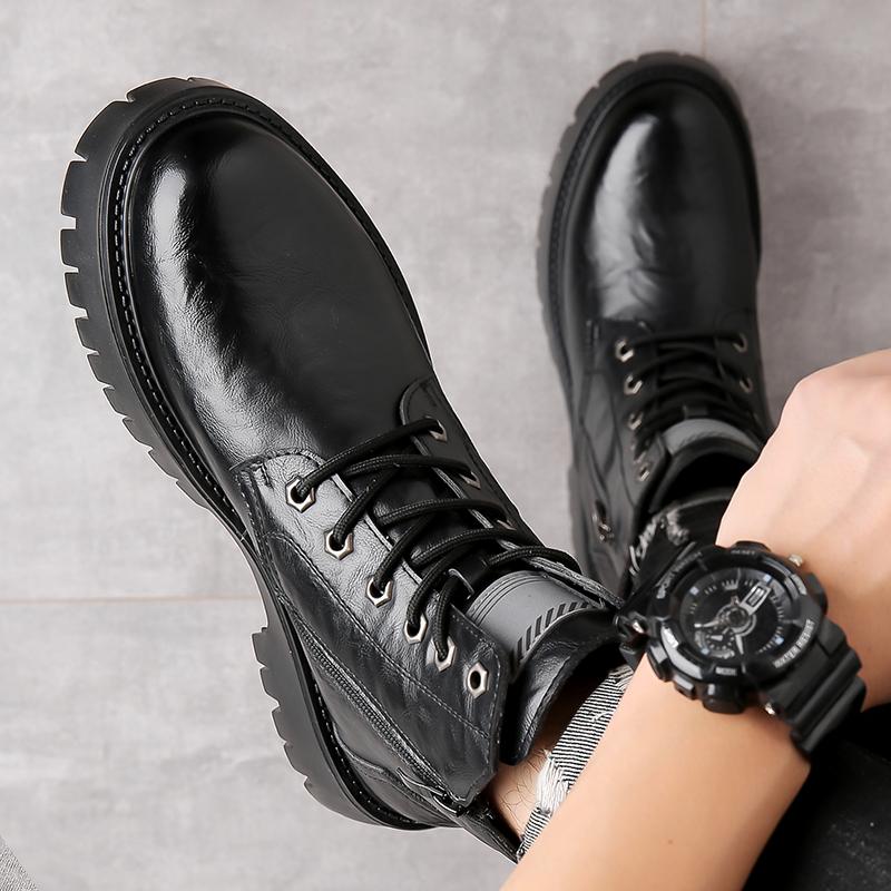 Fashion Men's High-top Winter Boots New Designer Motorcycle Boots Luxury Brand Leather Ankle Boots for Men Casual Shoes Outdoor Boats