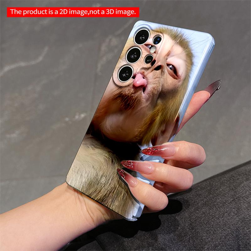 2DFlat Samsung phone case Playful Monkey Sticking Out Tongue Phone Case Applicable to Galaxy S22 S23 S24 S25ULTRA S26 A12 A13 A14 A15 A16