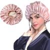 Care Adjustable Springy Double Layer Night Hair Cap Shower Cap Sleep Bonnet Reversible Satin Bonnet