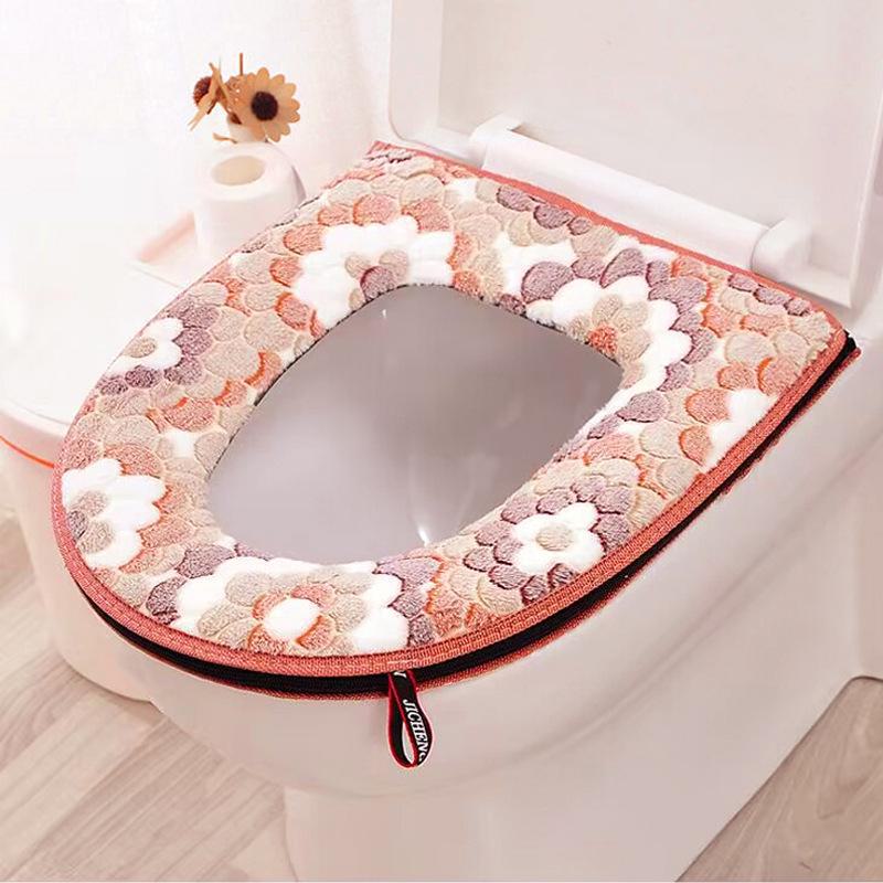 Мягкий чехол на сиденье унитаза на молнии - утолщенный для всех сезонов