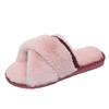Women Autumn Winter The New Korean Version of The Cross-haired Slippers Indoor Plush Floor Drag Open-toed One-word Slippers