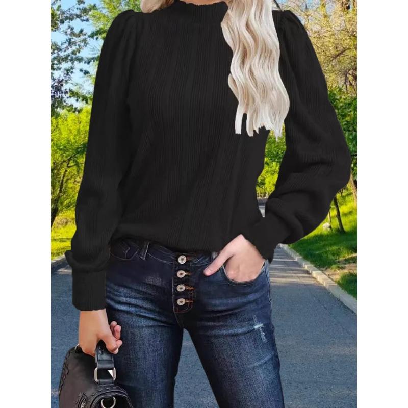 Длинный рукав с круглым вырезом, женский полосатый пуловер, теплая однотонная повседневная свободная теплая блузка осень-зима женская удобная одежда
