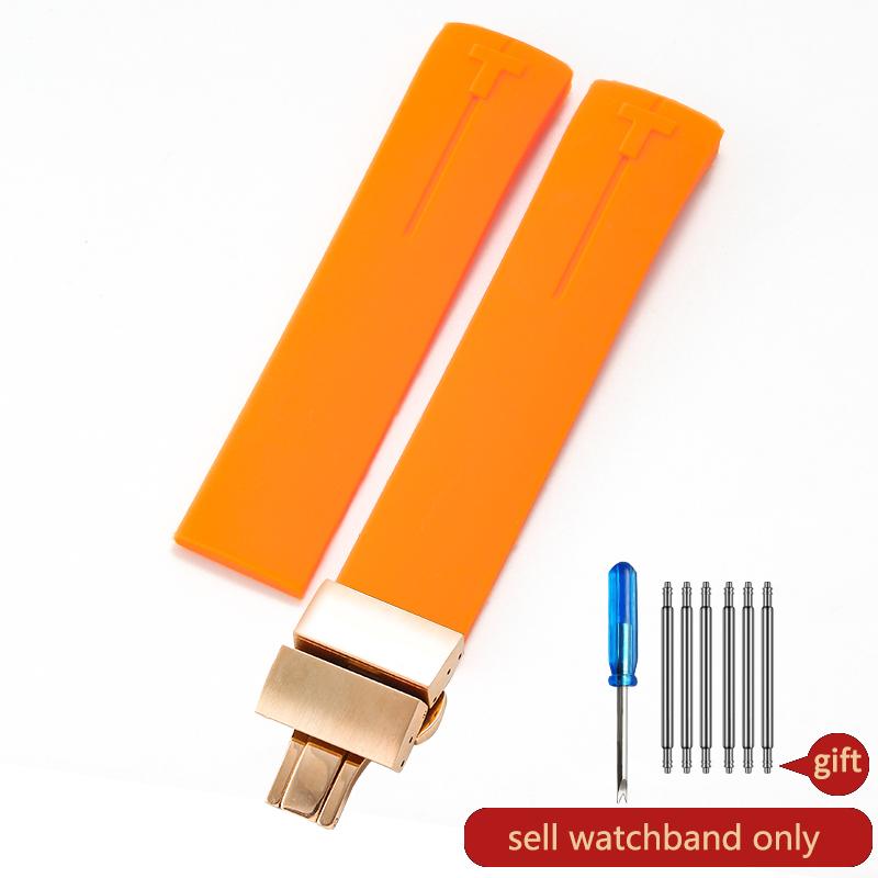 Нескользящий Высокоэластичный для Tissot T-Touch 21 20 мм Черно-Оранжевый T047 T013 T33 Специальный Интерфейс Антивозрастной Силиконовый Ремешок для Часов