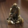 Zen Dharma Patriarch Solid Brass Sand Monk Ornament Antique Buddha Home Offering Buddha Study Paperweight Copper Collection