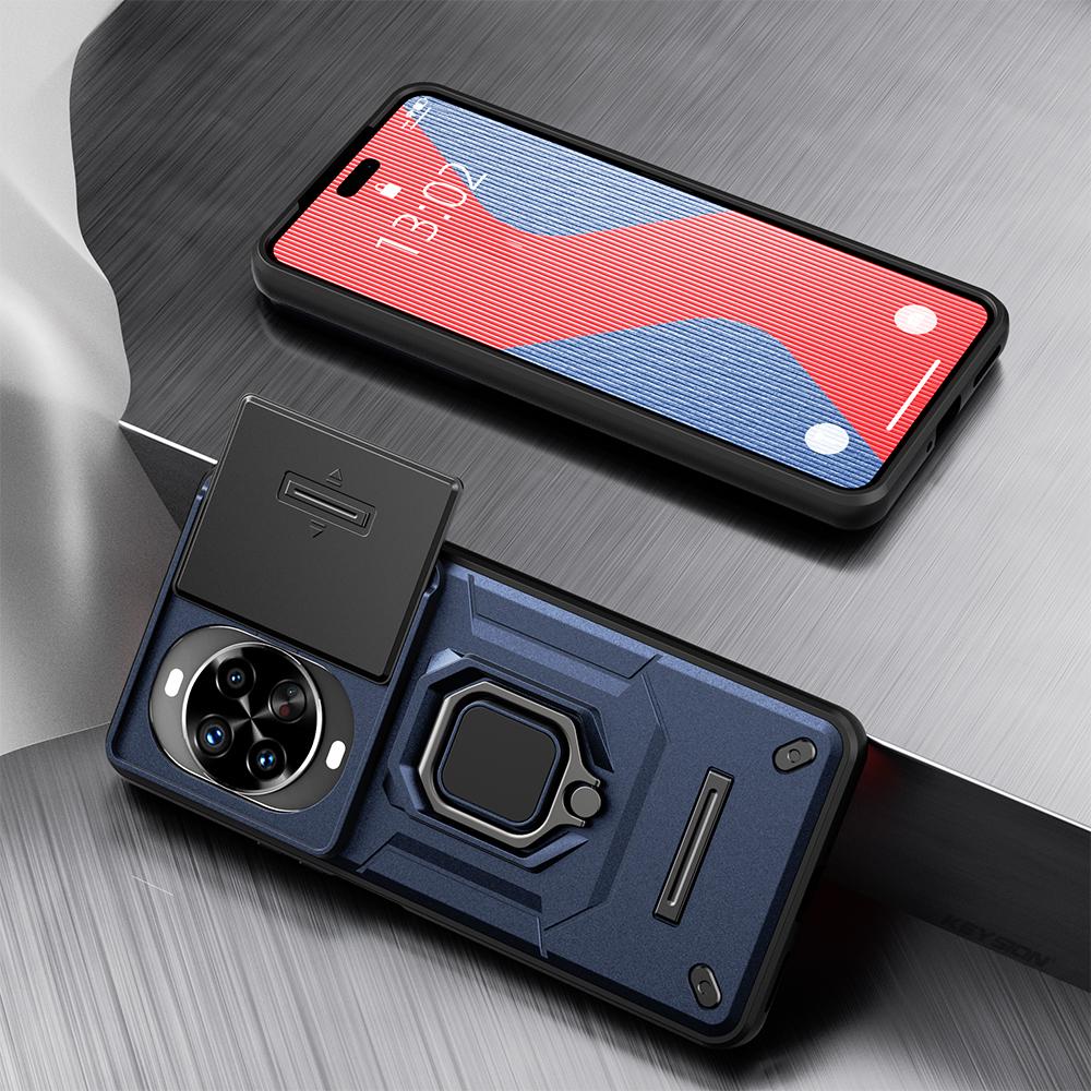 KEYSION Противоударный чехол для Huawei nova 14 14 Pro с выдвижной защитой камеры, металлической кольцевой подставкой, задняя крышка для телефона Huawei nova14Pro