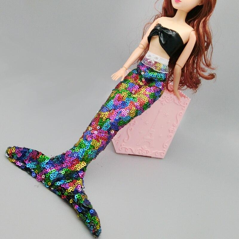Dolls Dress For Barbie Doll Gown Skirt Fashion Clothes For Barbie Dollhouse Sequin Mermaid Tail Dresses Toy 1/6 Doll Accessories