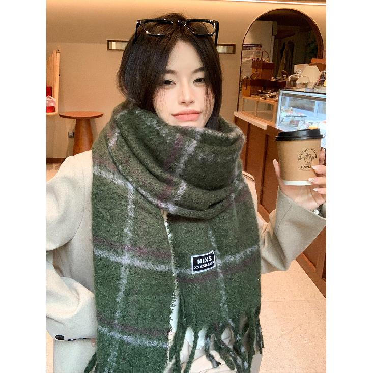 Шарф Зимний Новая Коллекция Осенне-Зимняя Атмосфера Клетчатая Бахрома Для Пар, Теплый И Студенческий Стиль Высокого Класса Шарф