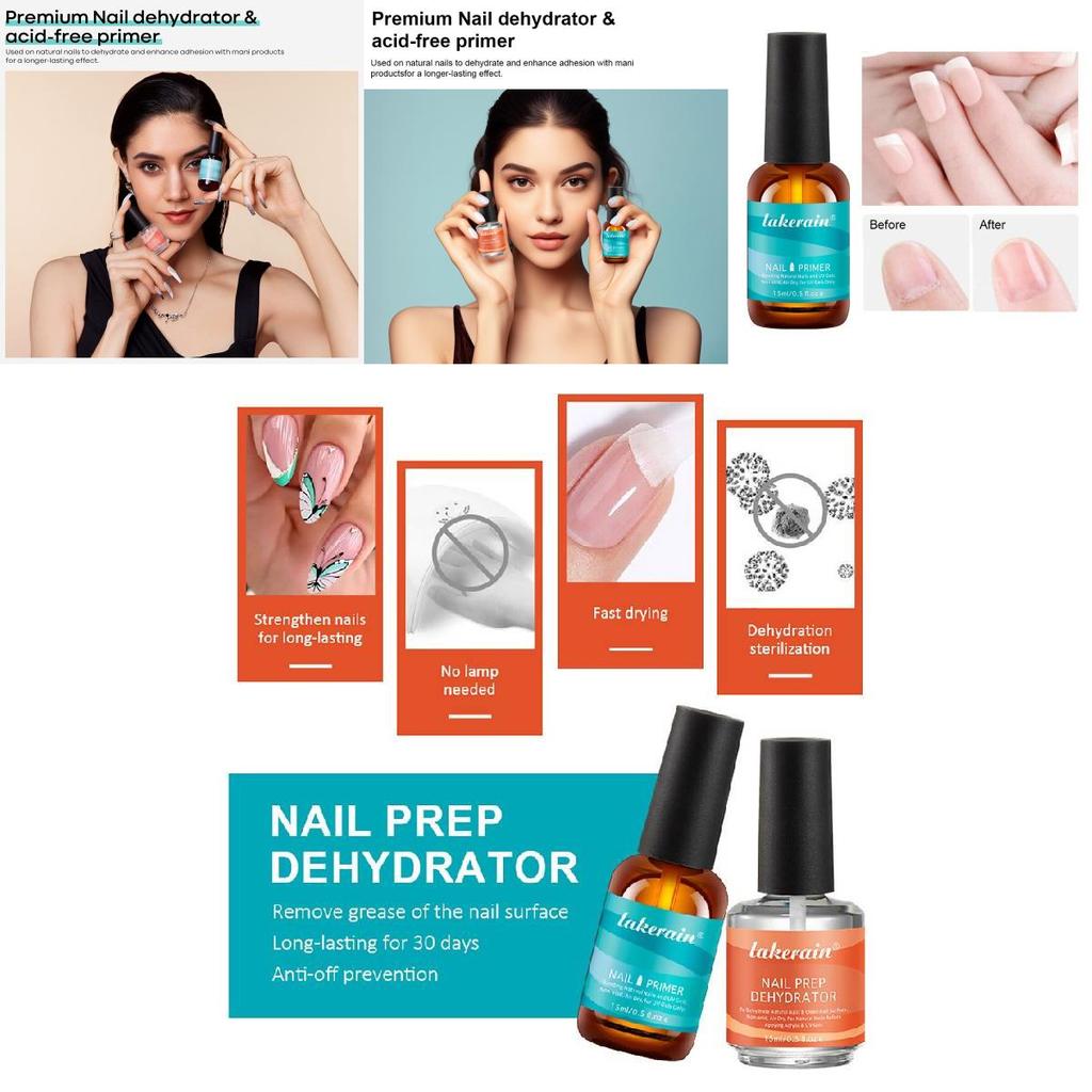Nail Primer Set With Balancing Solution And Adhesive For Professional Manicure Care