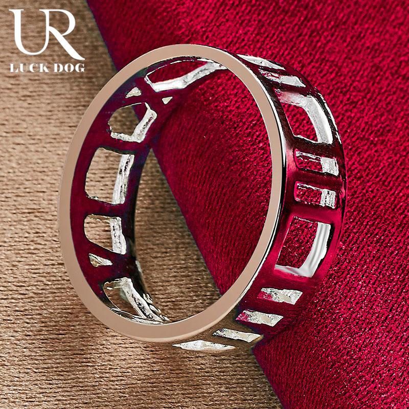 925 Sterling Silver Hollow Roman Numeral Ring Fashion Wedding Jewelry