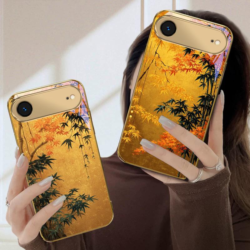 Осенняя тень Си Цзиньпина Для iPhone 17 Air 16E 15 PRO 14 13 Plus 12 mini 11 17 Pro Max XR 16 17ProMax 15Pro Золотой стеклянный чехол для телефона