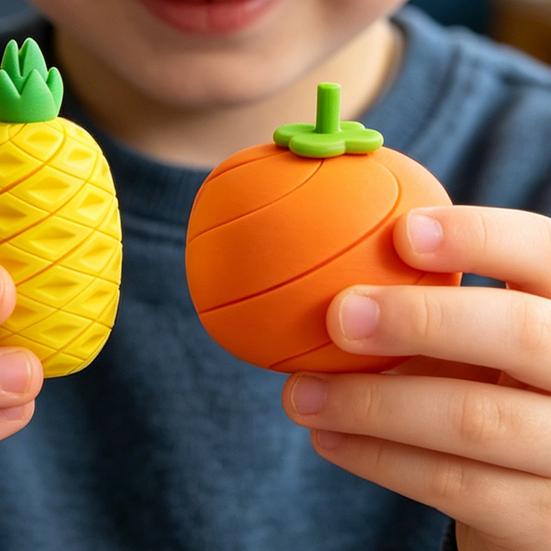 3D-печатная игрушка-фиджет Фрукт, Спиральная гибкая ананасовая/хурмовая игрушка-проходка, Настольная игрушка для снятия стресса для взрослых, детей