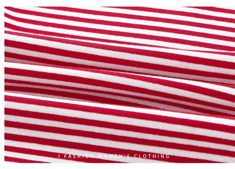 Spicy Girl Patchwork Striped Short T-Shirt