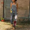 Women's Spring and Summer Denim Jumpsuits Flower Printed Overalls Loose Casual Long Pants Plus Size XS-6XL