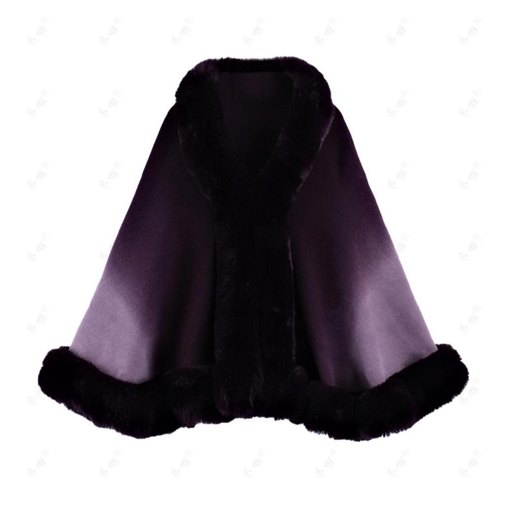 Женская шаль из искусственного меха с градиентом цвета, мягкая теплая удобная накидка-пончо, кардиган из искусственного меха кролика рекса, шаль, накидка большого размера на осень-зиму