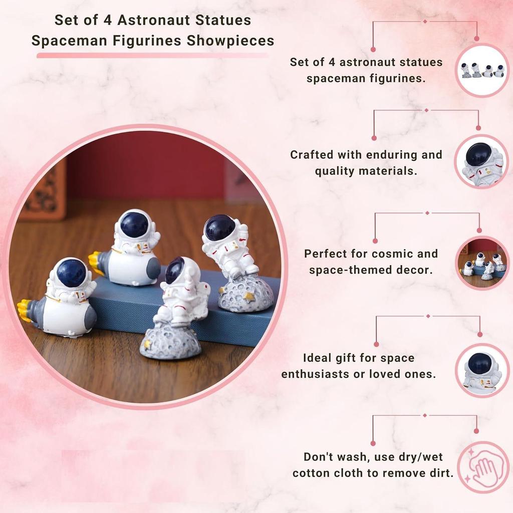 Набор из 4 статуэток астронавтов Фигурки космонавтов Декоративные экспонаты (Полирезин) для домашнего декора Новый