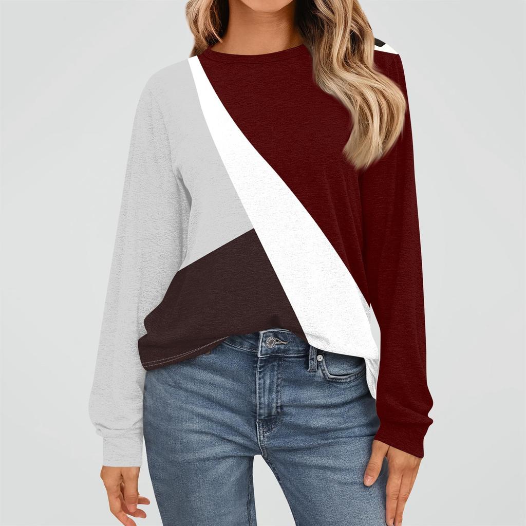 Women's Fashion Long Sleeve Shirts Loose Fitted Crewneck Basic Tops Casual Outfits