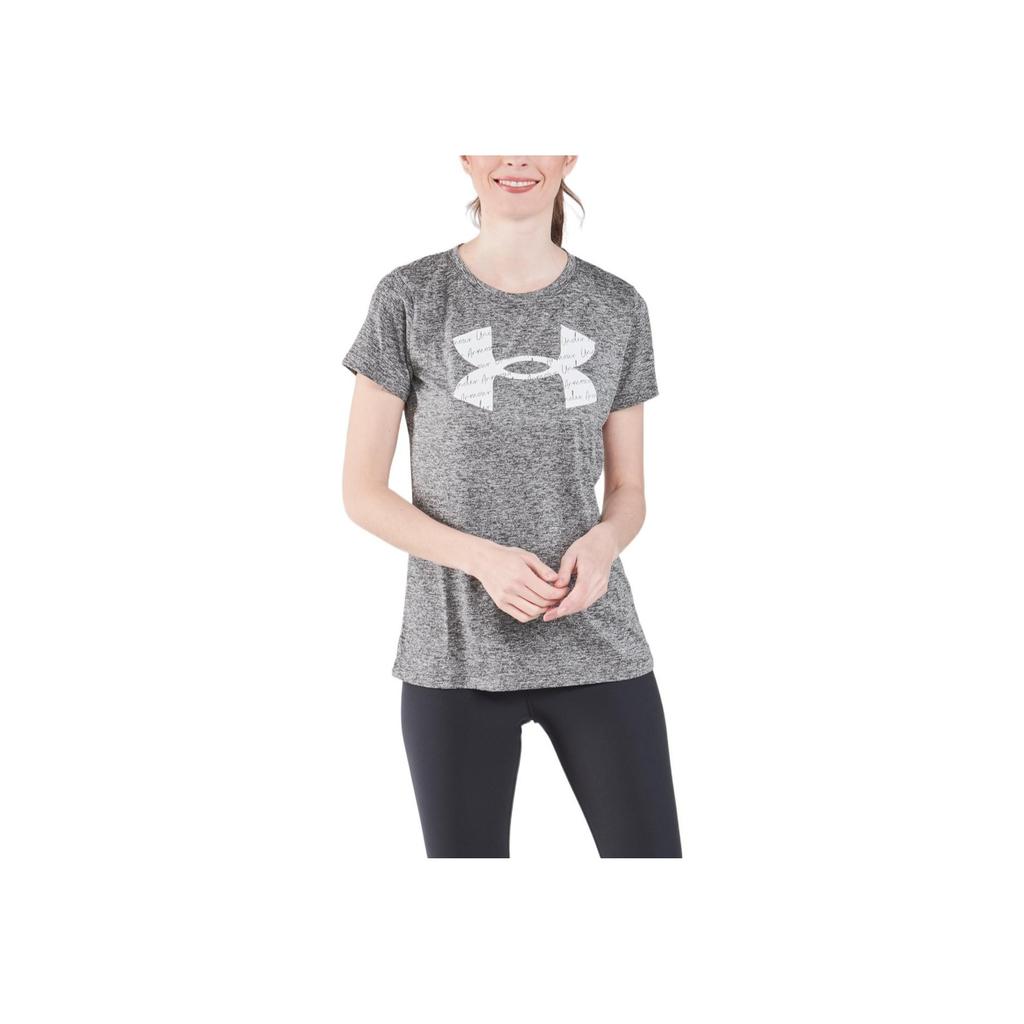 Under Armour Женская футболка с коротким рукавом и круглым вырезом, с принтом логотипа, серый цвет 1365142-011