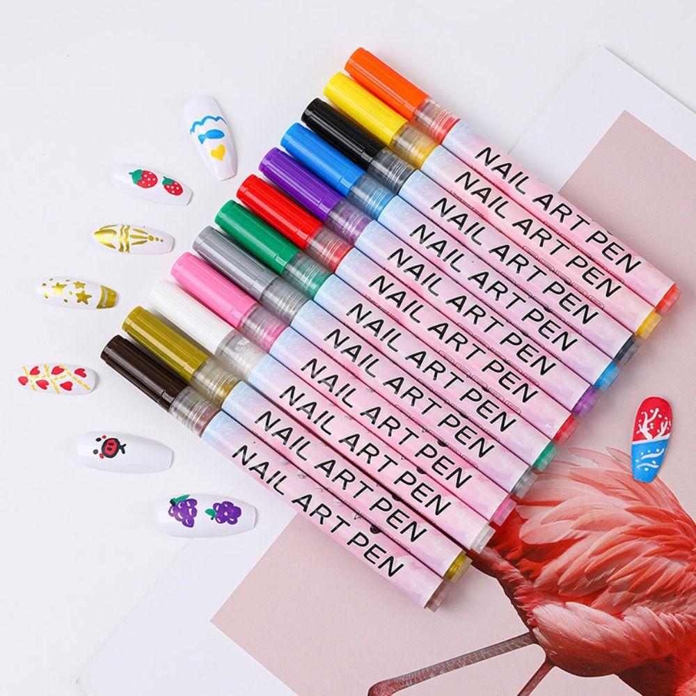 1pc/4pcs/12pcs Waterproof Nail Art Drawing Pen 3D Painting Liner New Nail Art Graffiti Pen