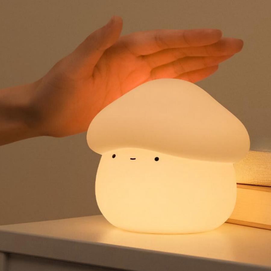 Cute Silicone Rechargeable Bedside Timing Function Touch Table Lamp Mushroom Night Light for  Bedroom