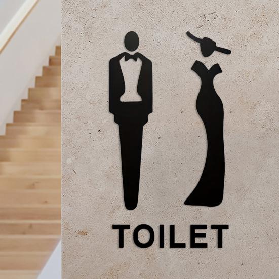 Матовый акриловый знак для ванной комнаты, клейкая дверь туалета, туалет 3D, знак для мужчин и женщин, бизнес-ресторан, офис, отель, стена для туалета, гендерная идентификация